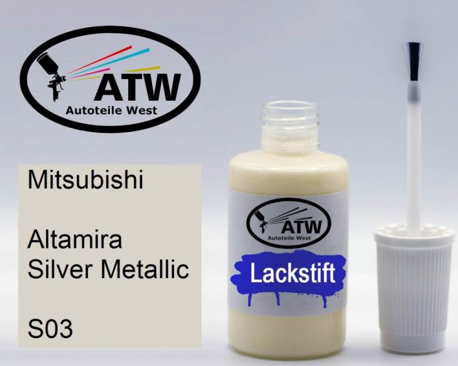 Mitsubishi, Altamira Silver Metallic, S03: 20ml Lackstift, von ATW Autoteile West.